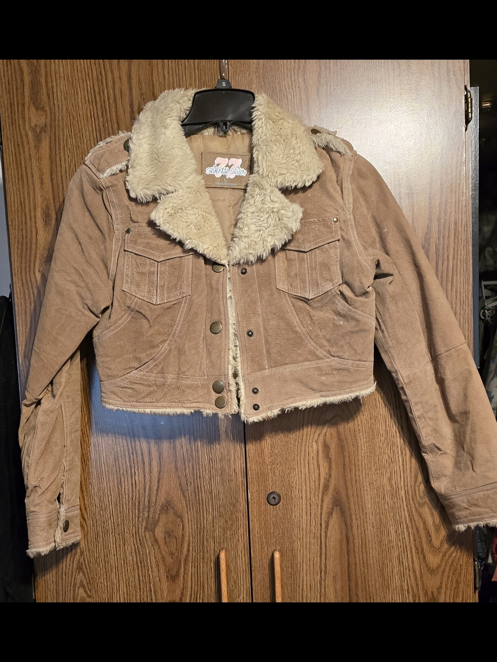 Seventy Tan Corduroy Cropped Jacket with Cream Shearling